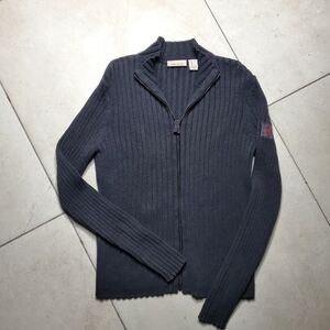 DKNY JEANS ribbed knit full-zip sweater size XL